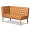 Baxton Studio Riordan Mid-Century Modern Tan Faux Leather and Walnut Brown Finished Wood 5-Piece Dining Nook Set 186-11361-11362-10839-9305-Zoro - alternate 3
